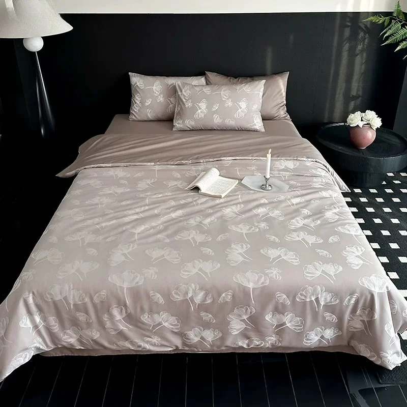 

Luxury Bedclothes Soft Silk Cotton Bedding Kit Jacquard Flowers Pattern Duvet Cover Queen Size Twin Full Bed Linen Pillowcases