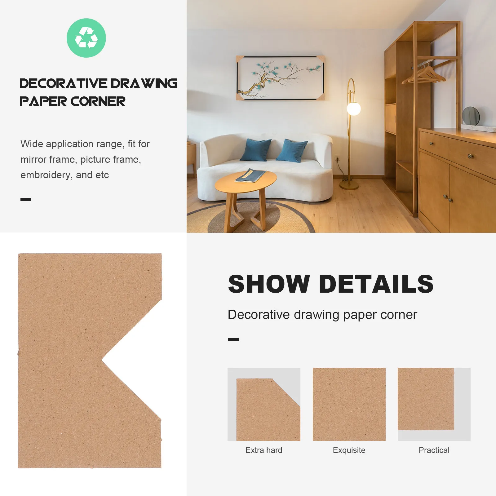 100Pcs Cardboard Corner Protector Thick Kraft Paper Photo Frame Corner Guard for Picture Frame Shipping Packing Moving