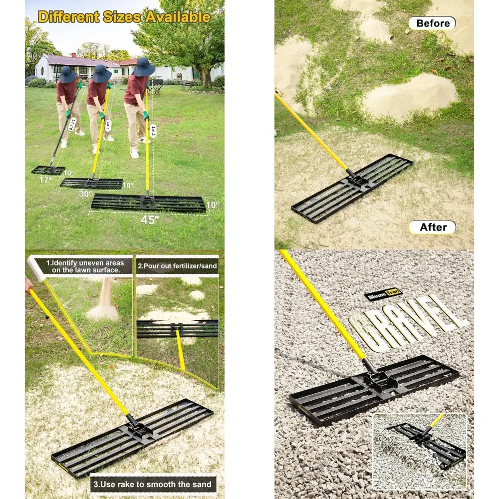 

30x10 Heavy-Duty Sand Leveling Rake with 7-Feet Long Handle for Soil, Compost, Gravel, Lawn, Garden, and Golf Course Maintenance
