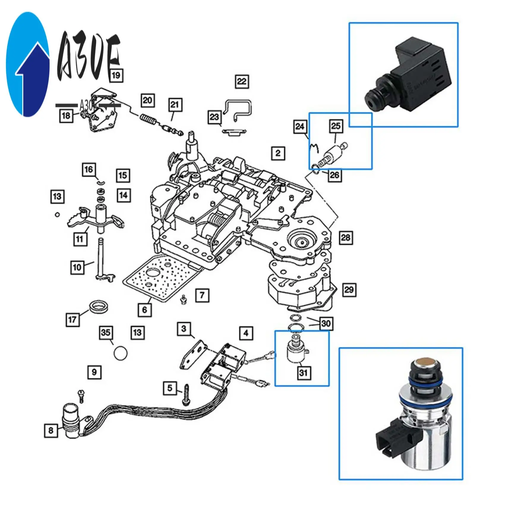 

A30F-Transmission Governor Pressure Sensor Solenoid Kit A500 A518 42RE 44RE For-Chrysler-Jeep 56028196AD 56028196AA