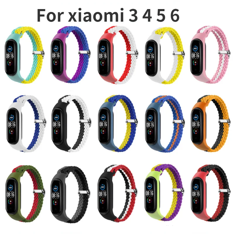 New Bracelet for Mi band 6 Strap Elastic adjustable Nylon Braided Miband4 miband 5 Wristband for xiaomi Mi band 4 3 5 6 strap