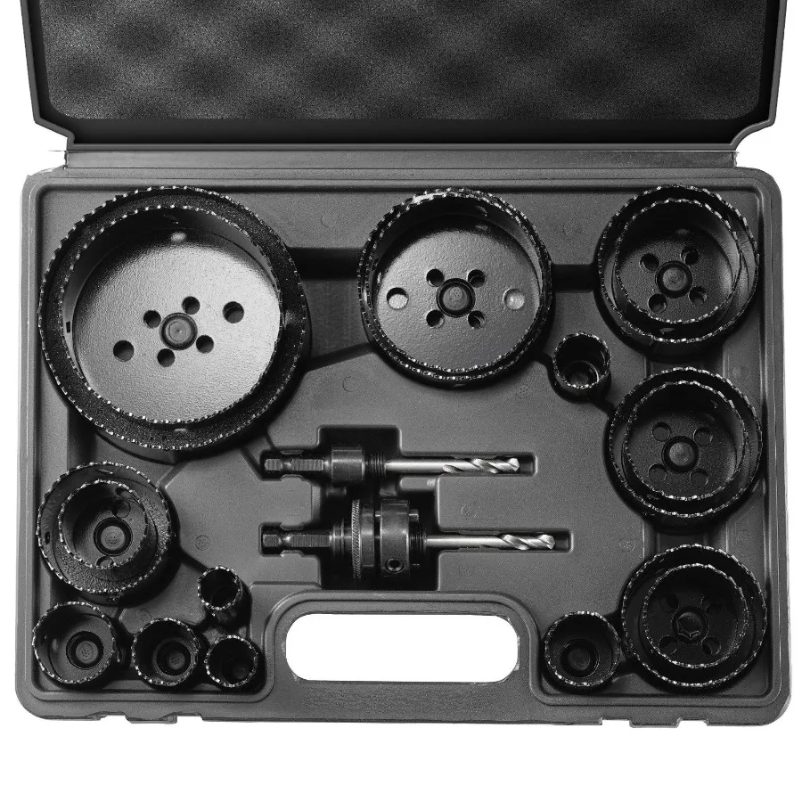 

Hole Saw Kit 18 PCS Saw Blades 6 Drill Bits 1 Hex Wrench General Purpose Size from 3 4 to 41 2 Bi Metal M42 Hole Saw Set with