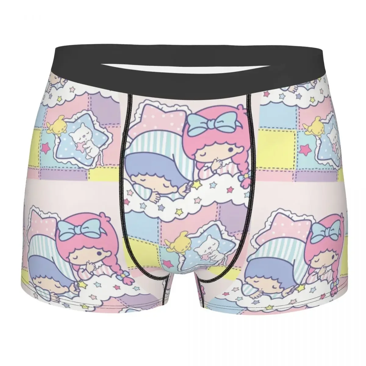 Custom Fashion Little Twin Stars Sanrio Cartoon Kiki Lala Boxers Shorts Panties Male Underpants Stretch Briefs Underwear