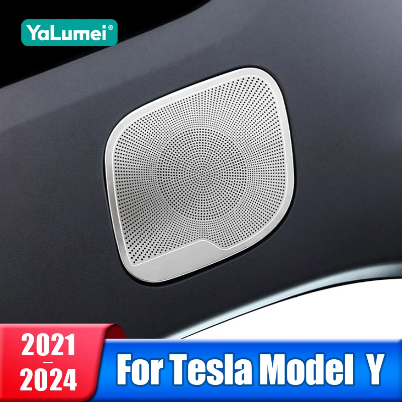 

Автомобильный задний багажник, аудиодинамик, крышка для Tesla Model Y 2021 2022 2023 2024, грузовой твитер, громкоговоритель, накладка, наклейки, аксессуары