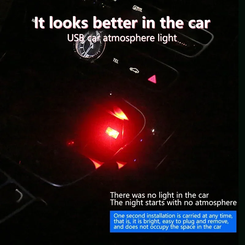 Emergency Lighting Mini LED Car Ambient Lights Car Interior Neon Lights Universal PC Laptop Plug and Play 1-5 Pieces