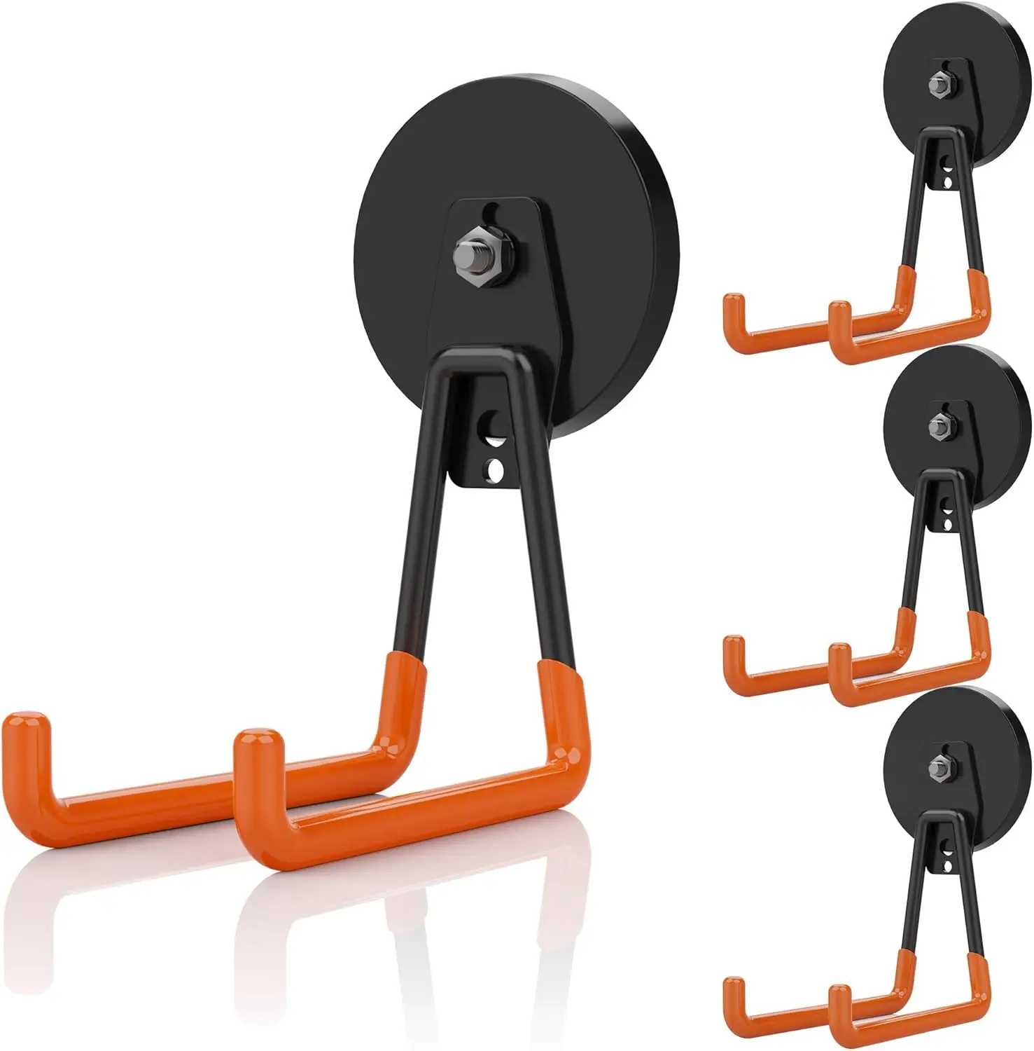 

Heavy Duty Magnetic Hooks, 4-Pack for Garage Storage, Workshop Tools, Metal Cabinets