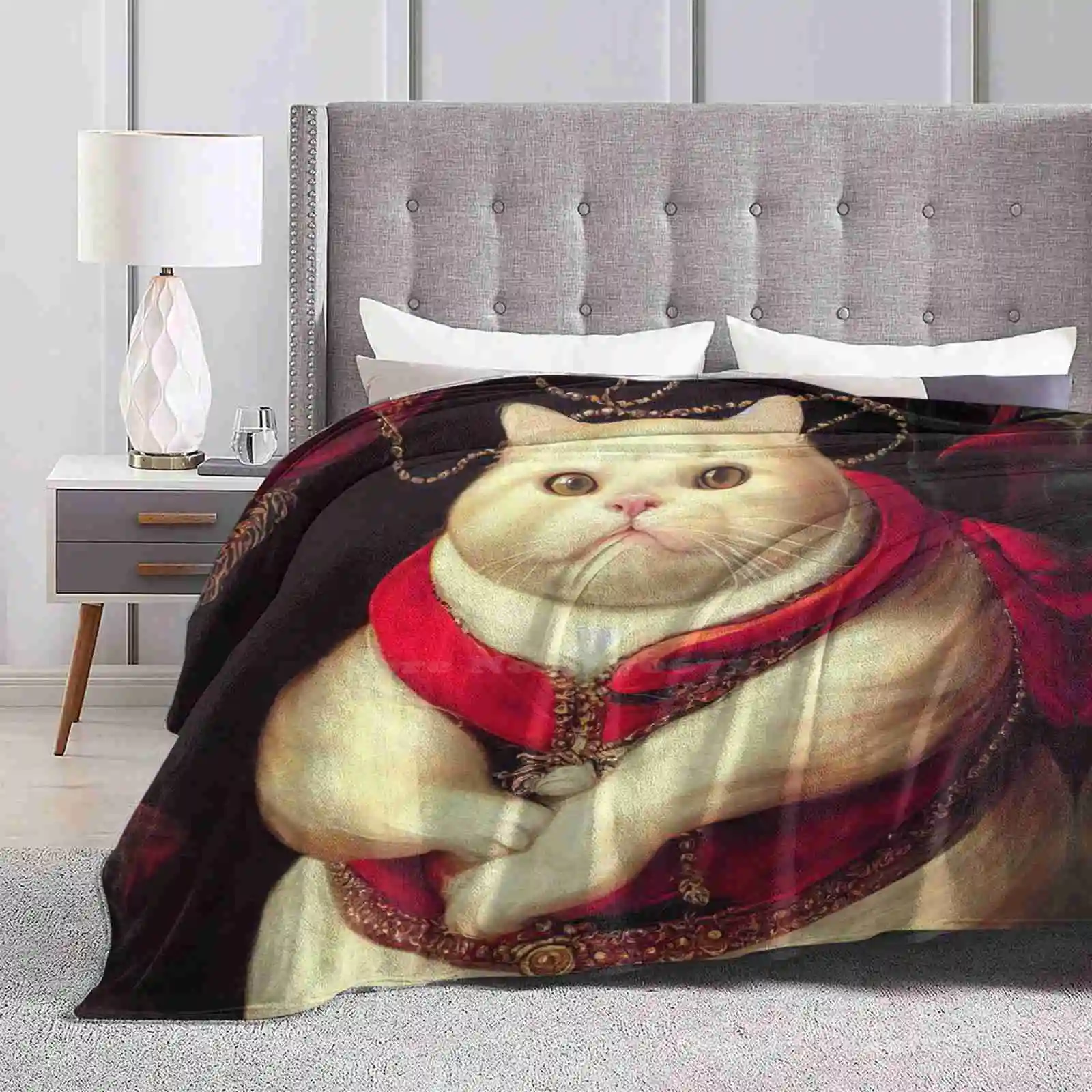 Fat Cat Hot Sale Printing High Qiality Warm Flannel Blanket Fat Cat Gatto Chubby Funny Renaissance Antique Vintage Animal Pet