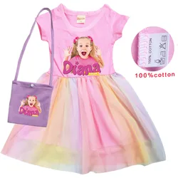 Diana and Roma Clothes Kids Short Sleeve Dress with Bag Baby Dresses Toddler Girls Halloween Girl Costume Children's Clothing