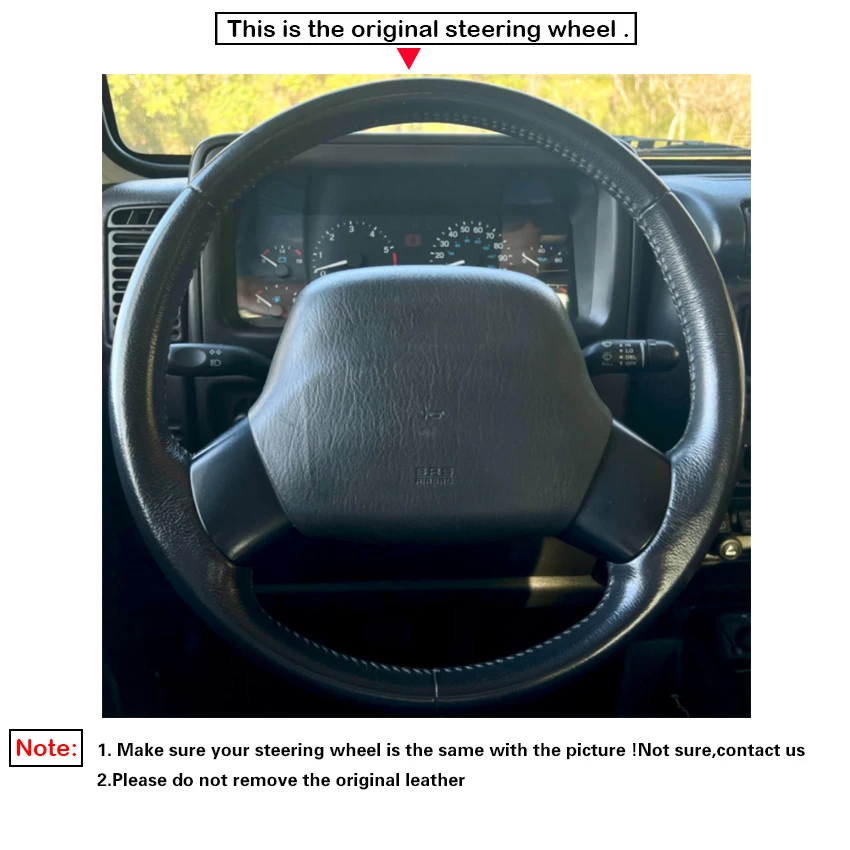 Black Faux Carbon Suede Car Steering Wheel Cover for Jeep Wrangler TJ Cherokee XJ 1997-2002