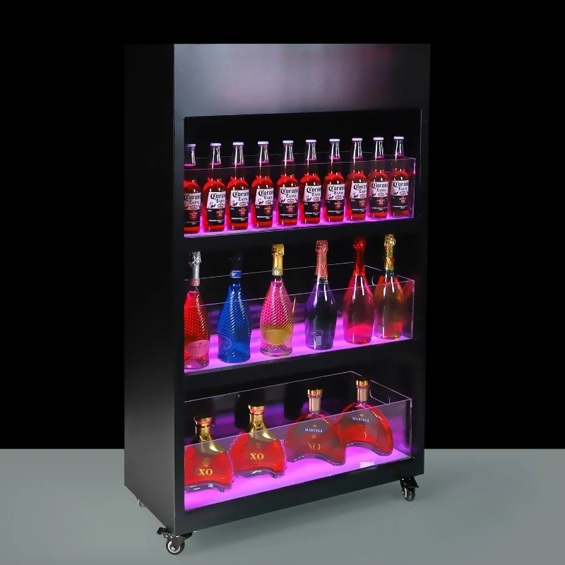 Bar LED display luminous wine cabinet two-layer three-layer foreign wine cabinet red wine champagne display cabinet beer mobile