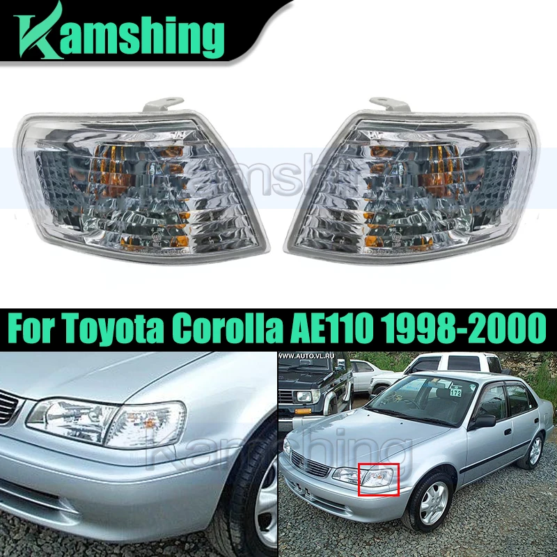 1Pair Front Turn Signal Lamp For Toyota Corolla AE110 1998-2000 Corner Light Headlight Marker Lamp