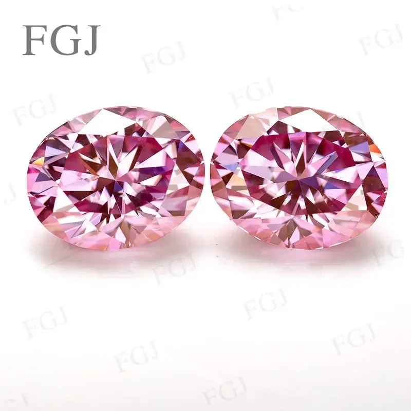 

Moissanite Diamond Pink Rainbow Green Garnet Oval Cut VVS1 Lab Created Gemstone with GRA Certificate Charms Beads Jewelry DIY