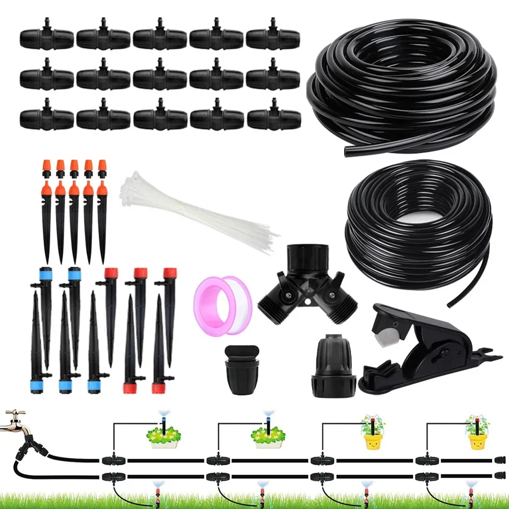 

Complete Automatic Garden Watering Solution 98 43FT Drip Irrigation Kit Designed for Home Use and Maintenance Operation