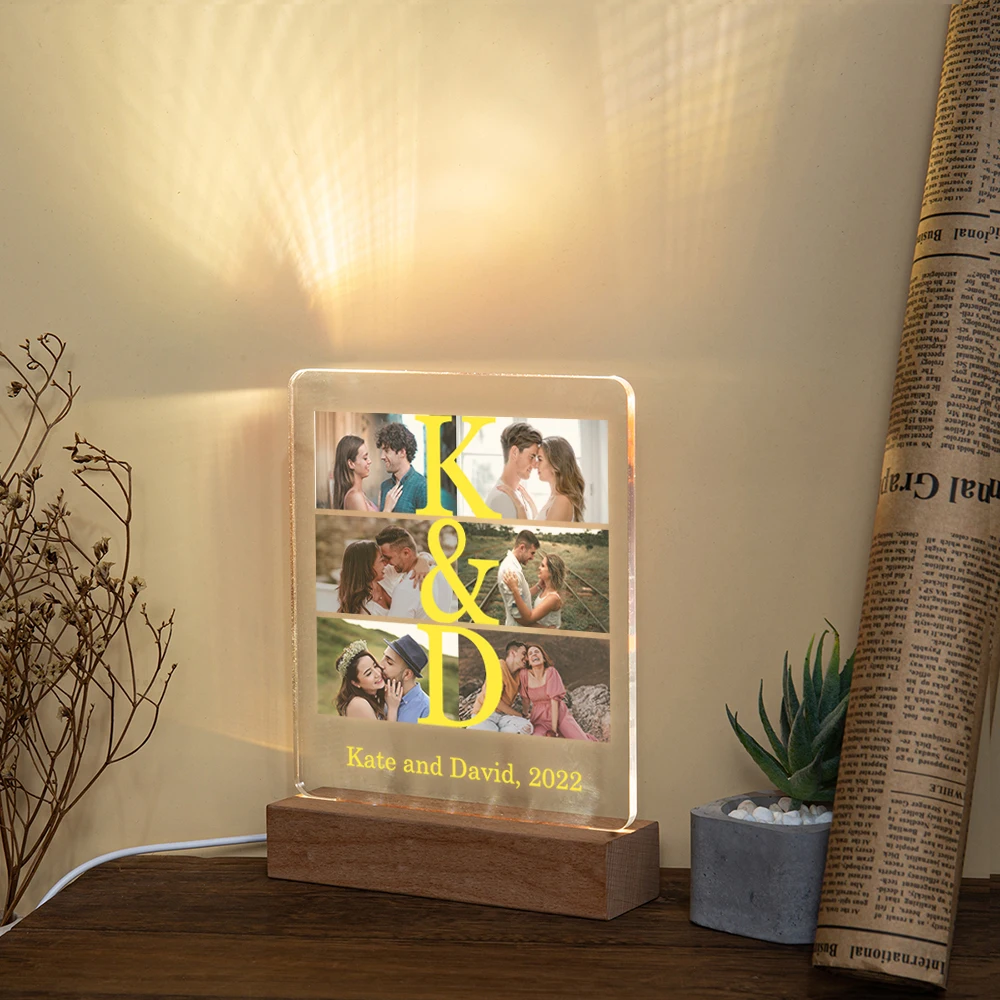 

Personalized Gift Photo 3D Lamp Customized Wedding Anniversary Valentines Day Gift Night Light Picture Text Engraving Decors