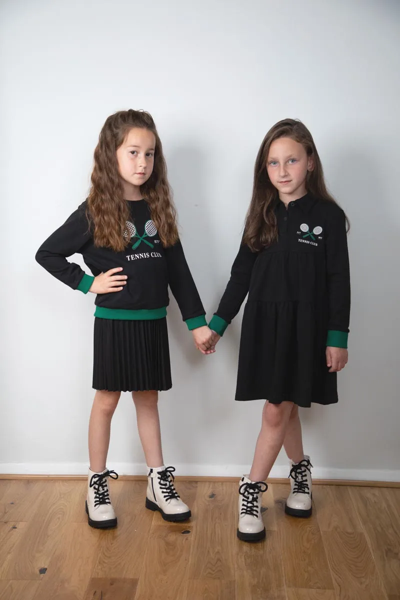 Kinder fallen Winter Baumwolle Mädchen Kleid Junge Mädchen Sweatshirt Tennis gedruckt Kleid Top & Stram pler Familie passende Kleidung – Detail 5