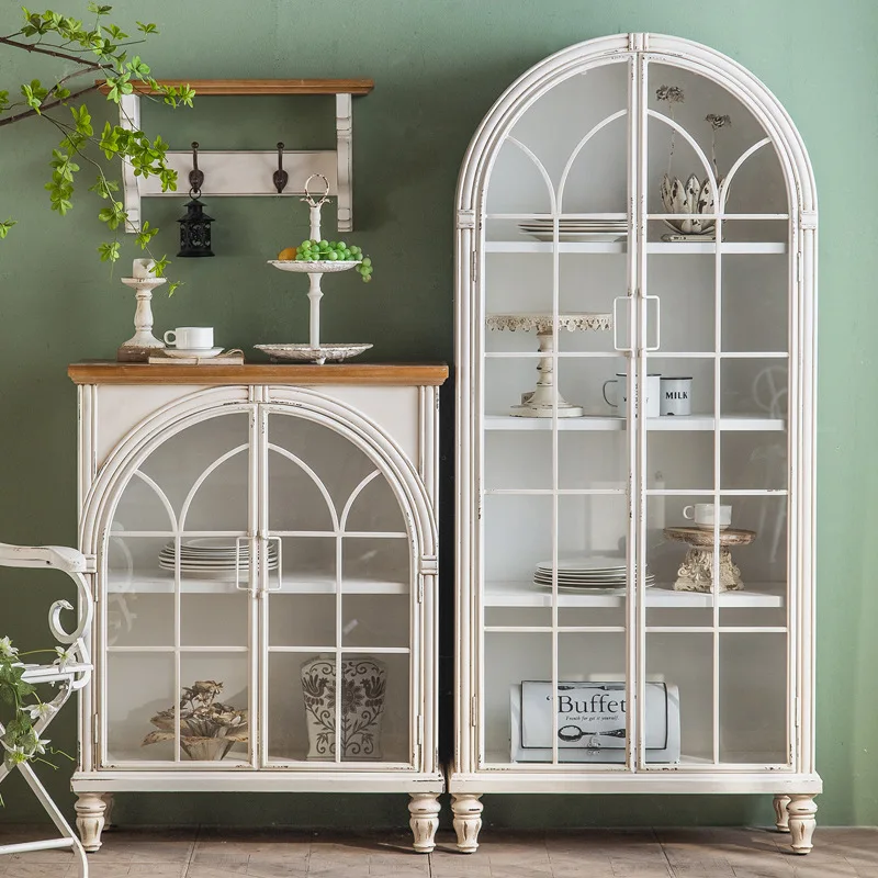 

White arch storage porch cabinet Hotel restaurant decoration sideboard shopping mall nail shop display cabinet