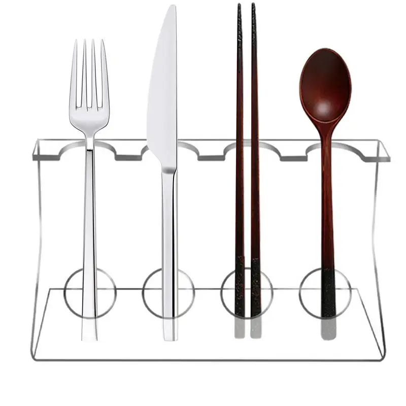 

Silverware Holder Acrylic Fork And Spoon Holder Silverware Organizer With 4 Slots Silverware Holder Clear Spoon And Fork