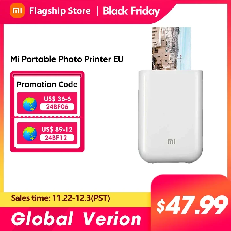 Global Version Original Xiaomi Mini Photo Printer ZINK Inkless Technology Multifuncion AR Video Printing Bluetooth 5.0 Portable