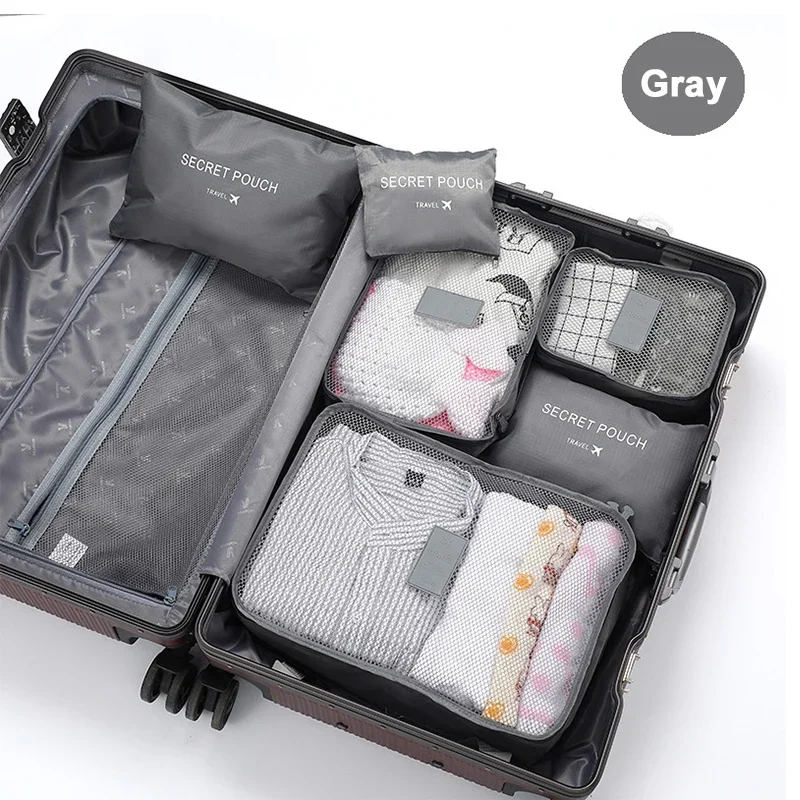 6 Pcs Travel Clothes Storage Bags Set Portable Luggage Organizer Packing