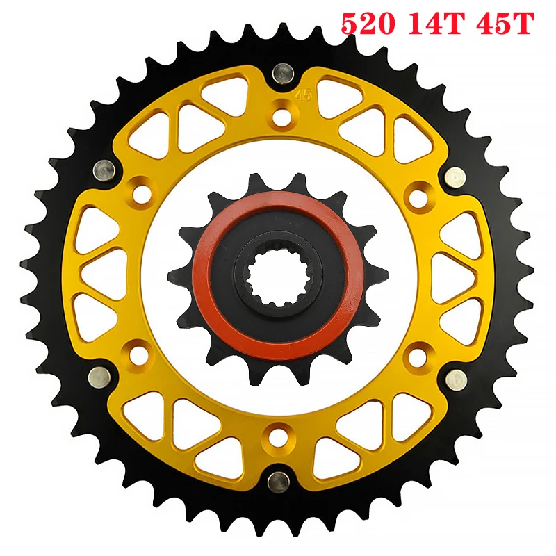 520 Chain 14T 45T-52T Motorcycle Front & Rear Sprocket For SUZUKI DR 250 L DR-Z 250 RM 250 D P J RMX 250 RV 90 DR 350 DR-Z 400