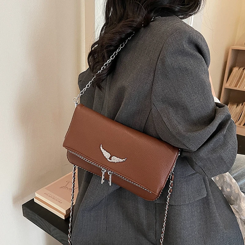 Bolso Cuadrado de Hombro con Cadena, Exterior Texturizado, Correa Ajustable, Bolso Bandolera, Bolso de Moda para Mujer, Bolso de Axila