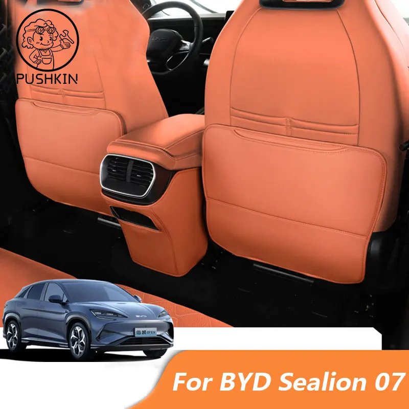 

For BYD Sealion 7 Sea lion 07 EV 2024 2025 Accessories Leather Car Front Seat Rear Anti Kick Dust Board Pad Frame Cover Interior