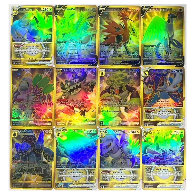 54pcs English Mew UR Gold Cards Refraction Process Toys Hobbies Hobby Collectibles Game Collection Anime