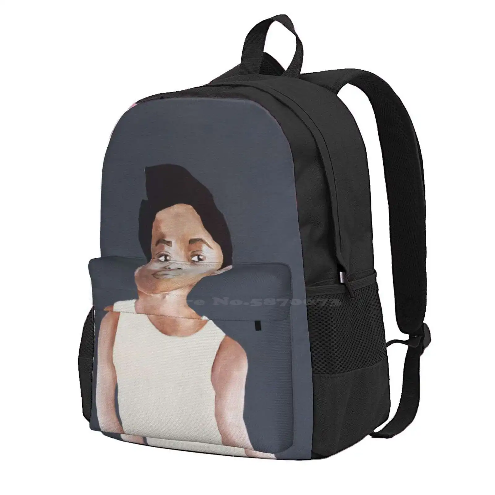 Elvis Boy Portrait Hot Sale Schoolbag Backpack Fashion Bags Portrait Gray Child Elvis Acrylic Paint