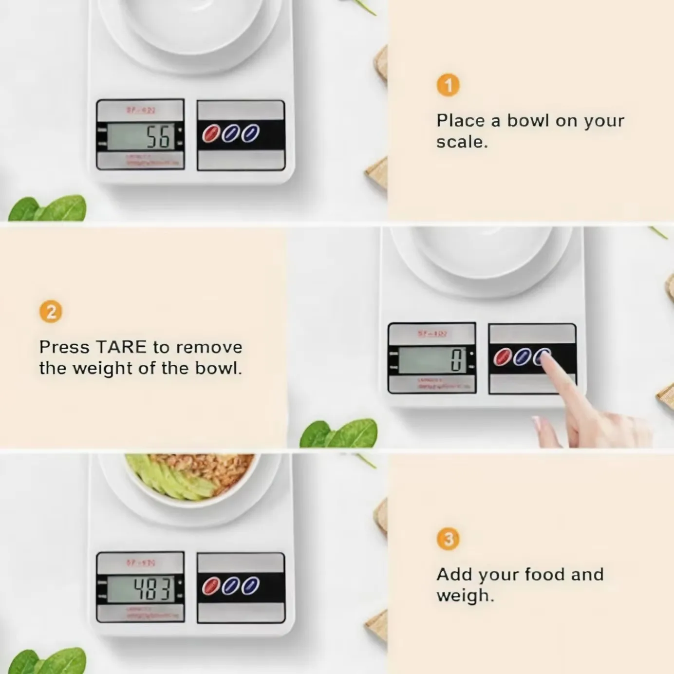 Digital Kitchen Scale 22lb/10kg Capacity Food Scale with oz/g Units | Replaceable Battery Power |