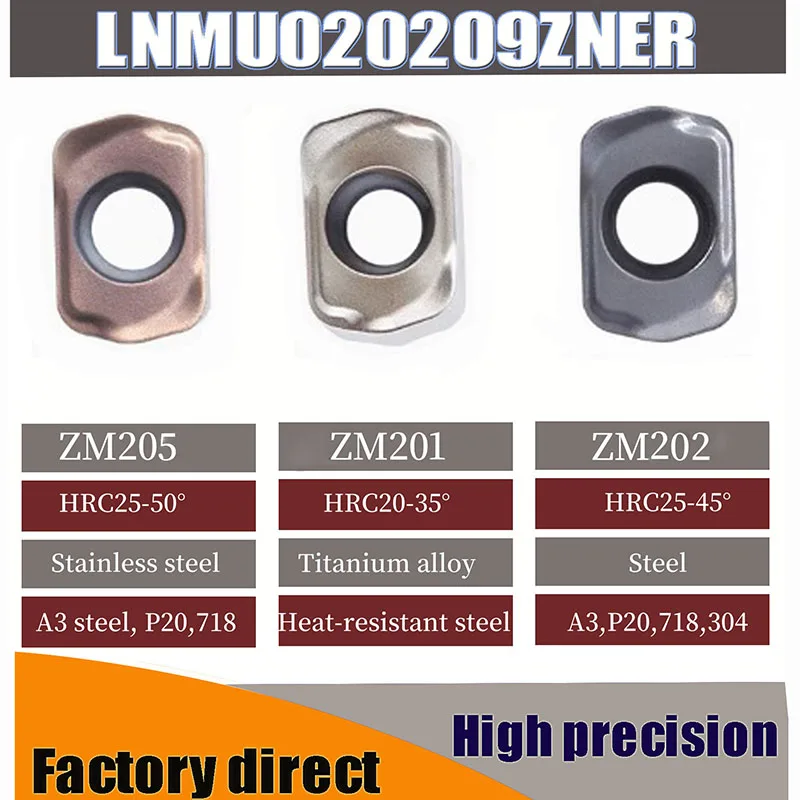 10PCS LNMU0202 Turning insert LNMU020209ZNER MJ CNC carbide double-sided fast feed cutting insert cutting tool LNMU0202ZER