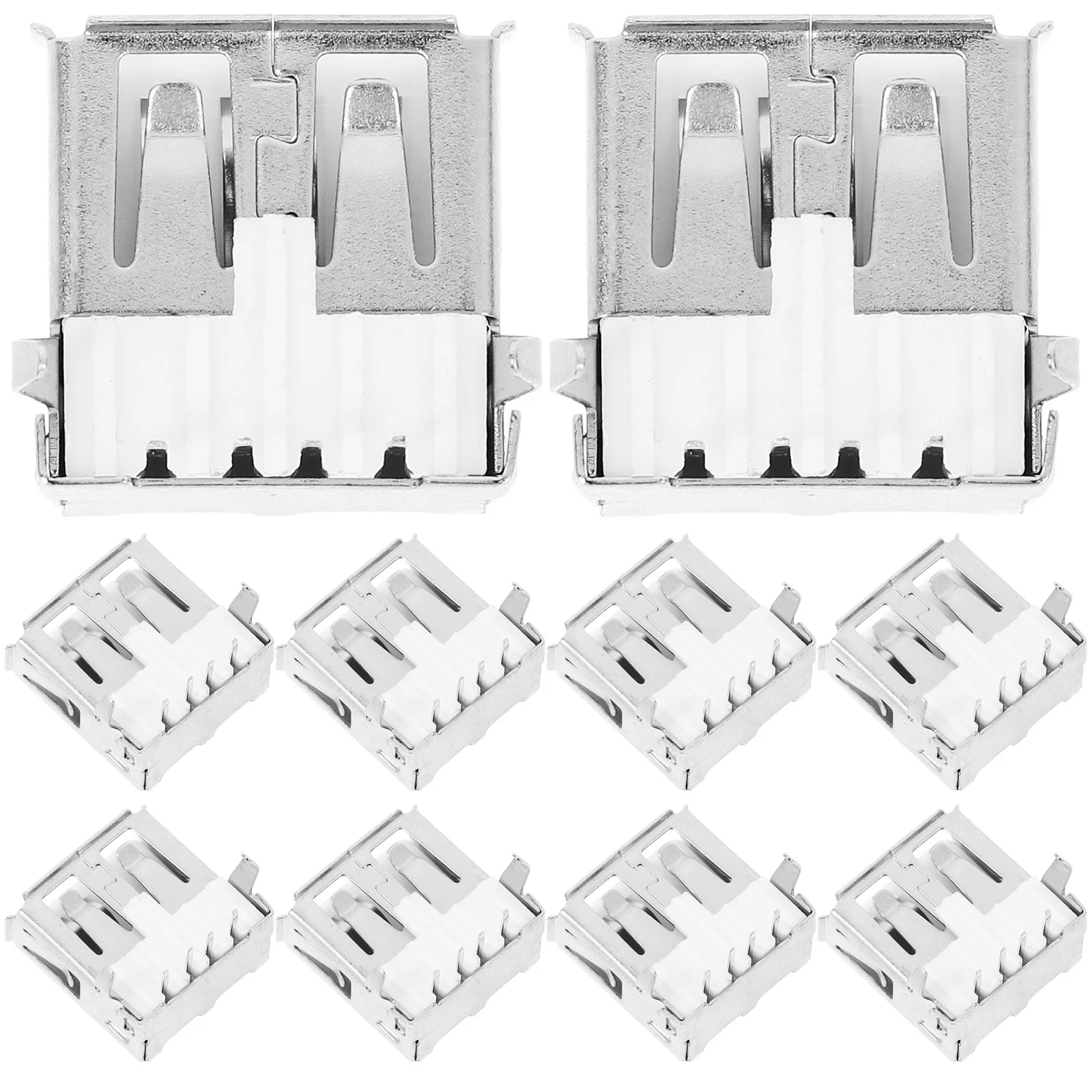 

100pcs Usb Female Socket Sturdy Bent Leg Connector 90 Degree Design Rolled Edge Back Cover High Speed Solder Port Replacement
