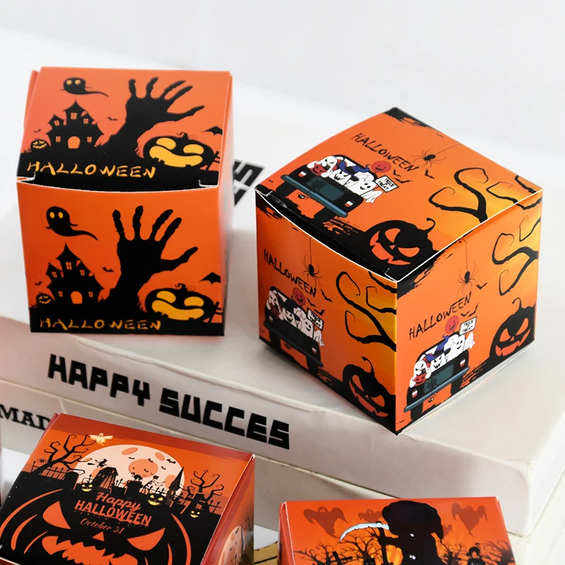6pcs Happy Halloween Candy Boxes Trick Or Treat Pumpkin Ghost Cookies Gifts Packaging Bags For Kids Halloween Party Home Decor