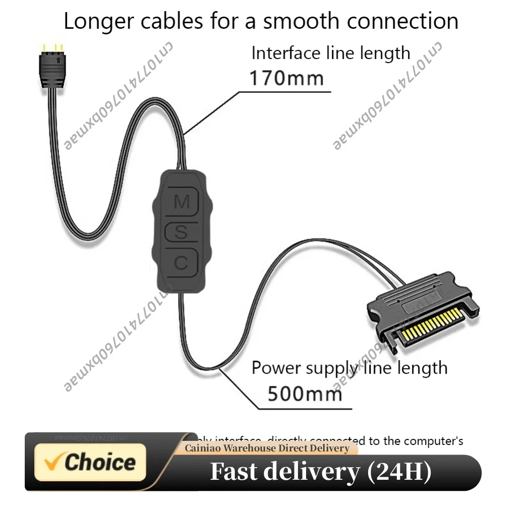 5V 3PIN ARGB Controller ARGB 5V 3PIN To SATA Interface Extension Cable RGB Sync Controller Cable for PC Fan Light Strip