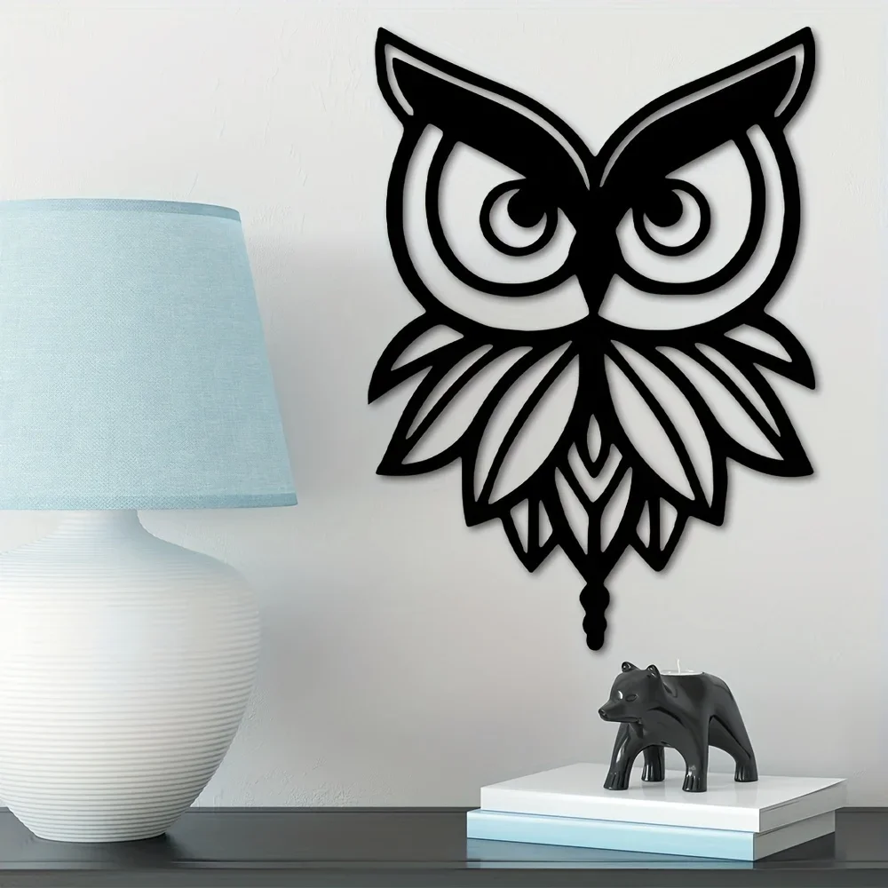 Búho de lujo para decoración del hogar, arte colgante de pared de Metal moderno para fiestas de cumpleaños, artesanías de hierro, decoración de habitación y hogar al aire libre, 1 unidad