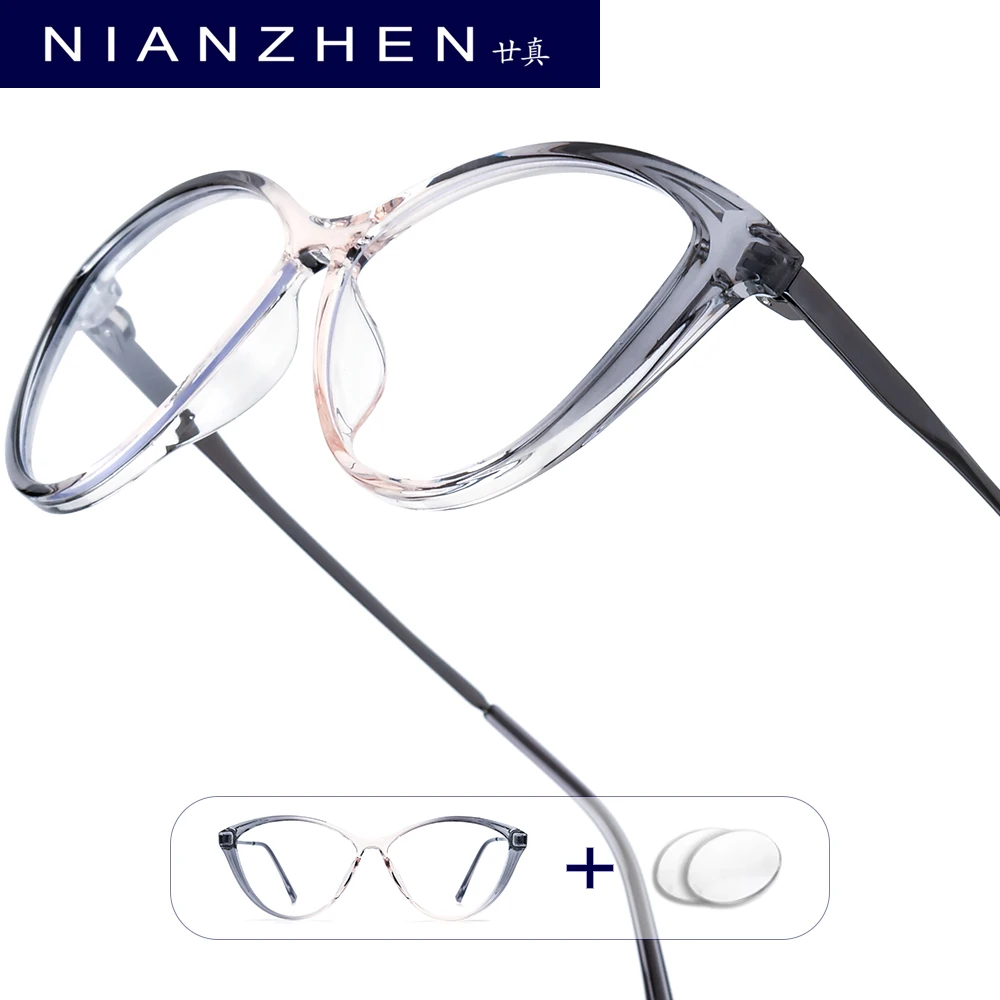 nianzhen-累進度付きメガネフォトクロミック近視光学レンズ眼鏡女性キャットアイ眼鏡-tr90-フレーム-3013
