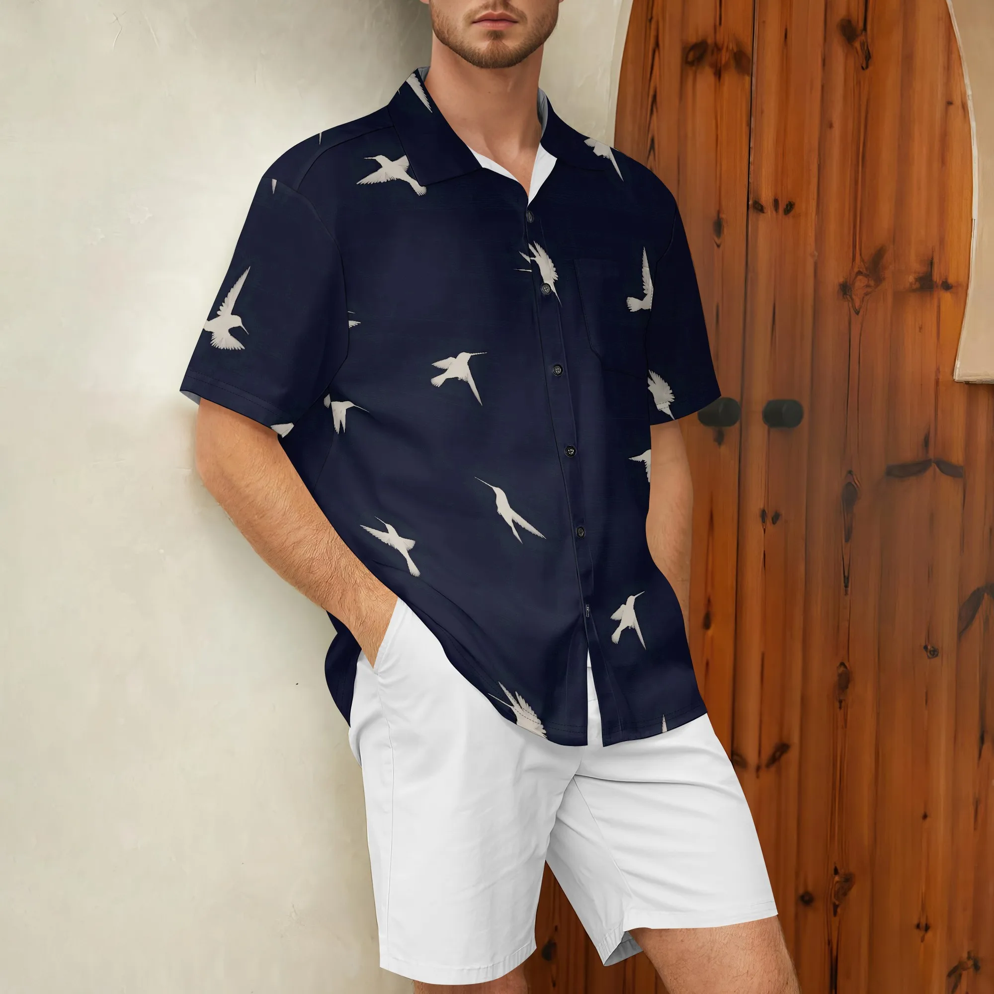 

YEAE Men's Black Floral Short Sleeve Shirt 100% Polyester Casual Summer Trendy Stylish Design