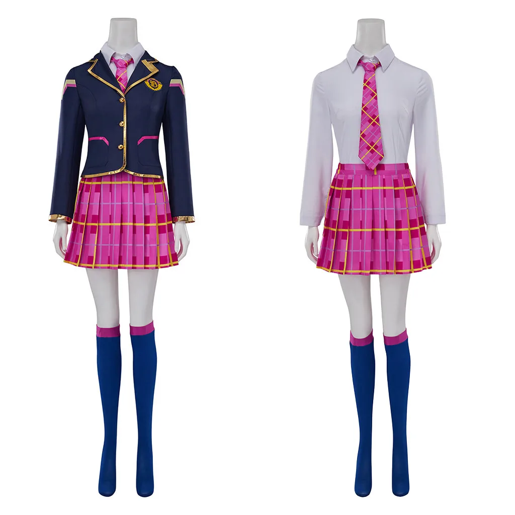 Song Hana-Disfraz de Anime para mujer, uniforme escolar D.va JK, abrigo superior, faldas, traje de Halloween, Dva, traje de tercera fiesta