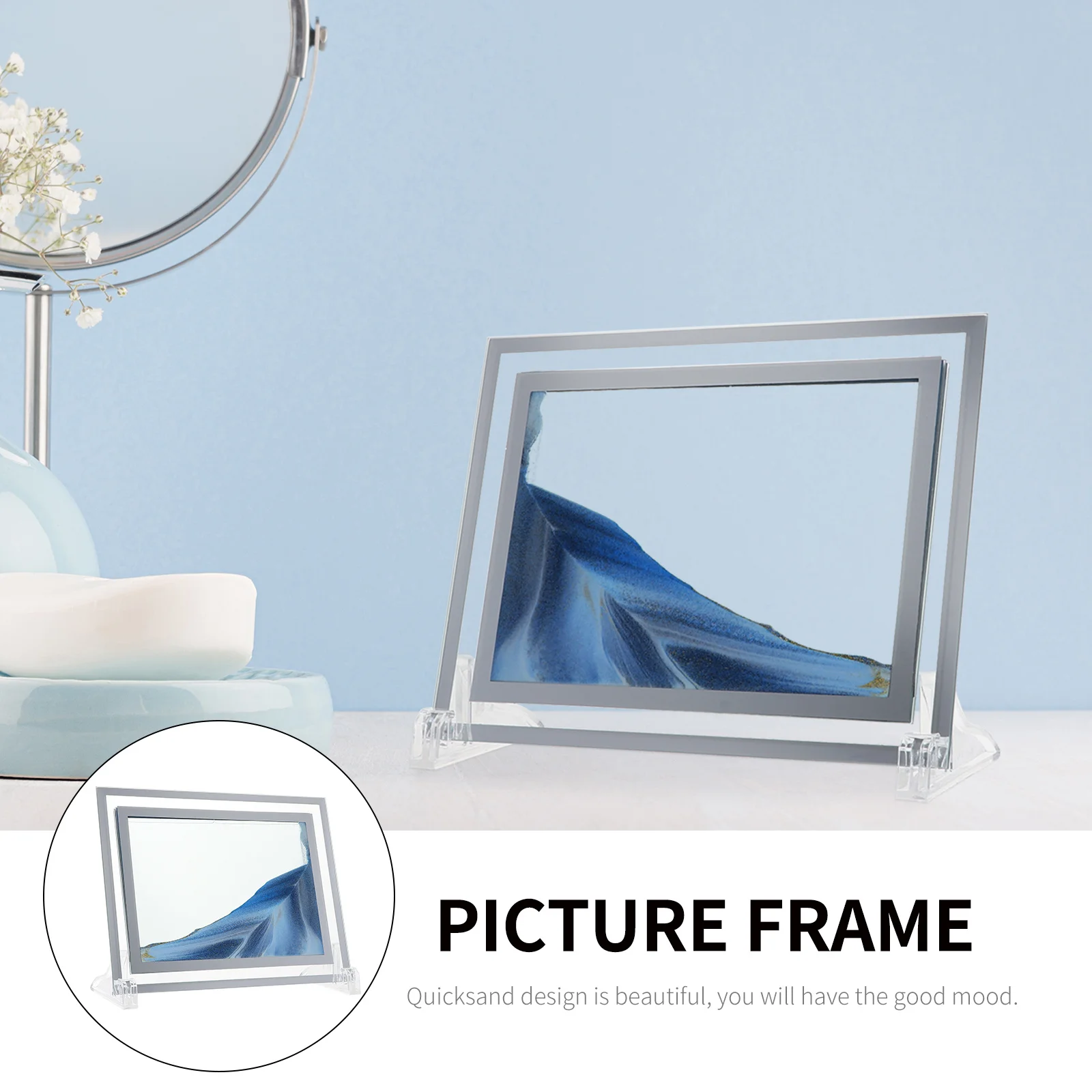 

Quicksand Picture Frame 3D Moving Scene Durable Photo Holder for Home Office Certificate Decoration Glass Picture Display