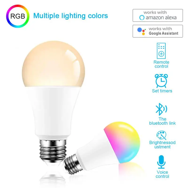 Led Light Bulbs 10w No Strobe Exquisite And Compact High Color Rendering Voice Control Work With Alexa Home Assistant