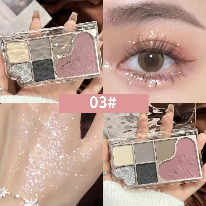 Novo Dream Star Sand Six Color Comprehensive Eye Shadow Disc Beginner Matte Highlight Brightening Powder Blusher One Disc