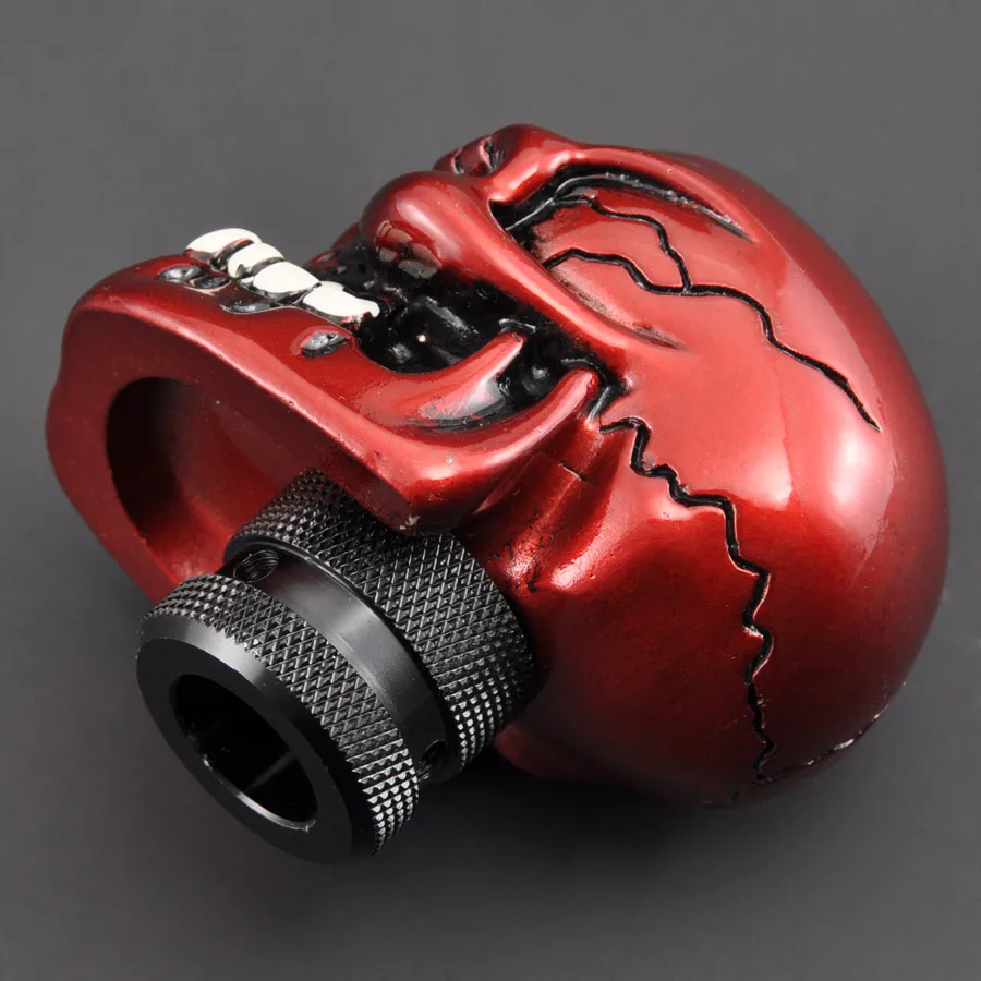 Red Skull Face Big Mouth Auto Car Gear Shift Knob Lever Universal with Hoses For SUV Crossover Truck Wagon Hatchback