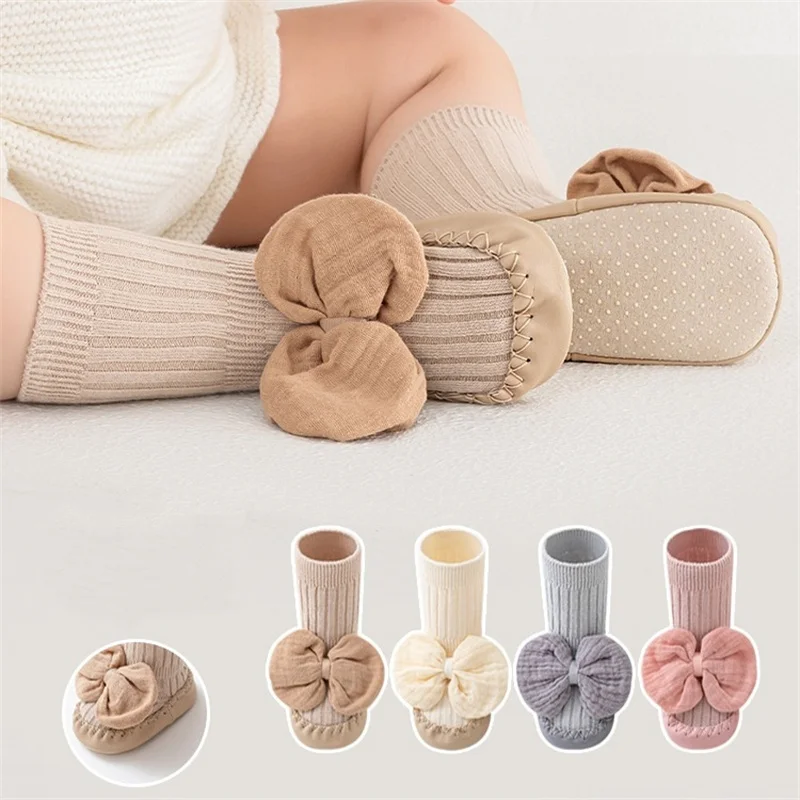 

Baby Anti Slip Floor Toddler First Walkers Autumn Winter Shoes For Girls Soft Sole Non-slip Bow Princess Walking Newborn Shoes