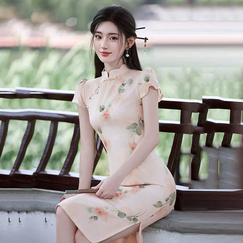 Nuevo Qipao chino de verano para mujer edición delgada 2025 nuevo vestido mejorado para chica joven vestido Qipao de longitud media