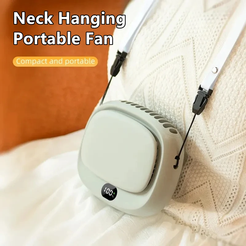 

2025 Новый портативный шейный вентилятор Ручной мини-вентилятор Многофункциональные подвесные вентиляторы на шею 5-скоростной USB-перезаряжаемый вентилятор с экраном дисплея