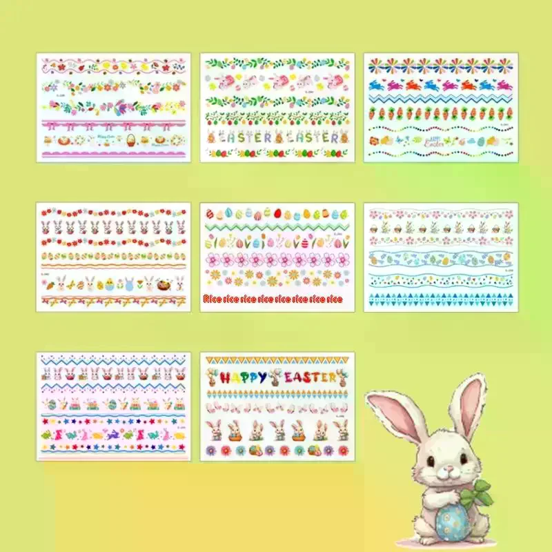 

Easter Temporary Tattoo Stickers, Holiday Party Cartoon Bunny Easter Egg DIY Creative Hands-on Egg Stickers