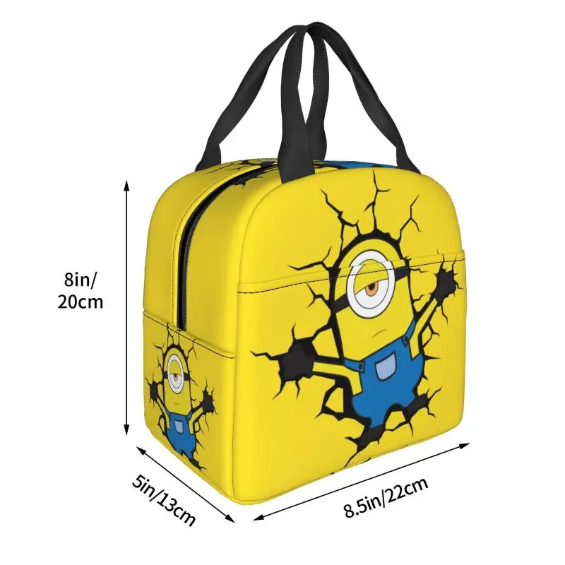 Custom Minions Broke The Wall Resuable Lunch Box Women Waterproof Cooler Thermal Food Insulated Lunch Bag Office Work