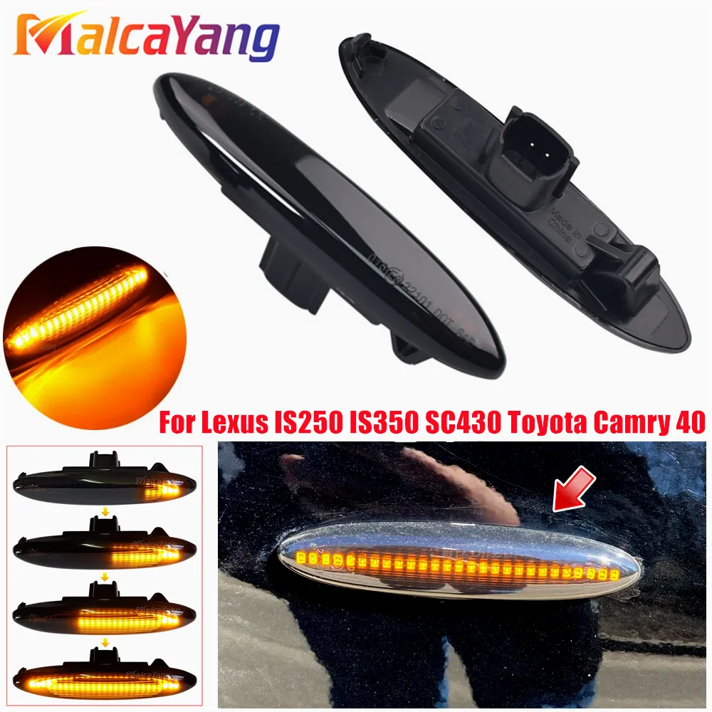 For Lexus IS250 IS350 SC430 ES350 LED Side Marker Lights Flowing Water Turn Signal Indicator Lamps Blinker 2Pcs .