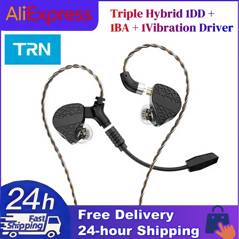 

TRN Mars Triple Hybrid 1DD + 1BA + 1 Вибрационный драйвер HIFI Наушники-вкладыши DJ-мониторы IEM с разъемом 3,5 мм 2-контактный съемный кабель