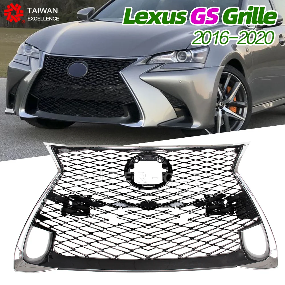 Car Grille For Lexus GS350 GS250 GS300h GS450h Full of Chrome Frame Body Kit License Plate Frame With Grille