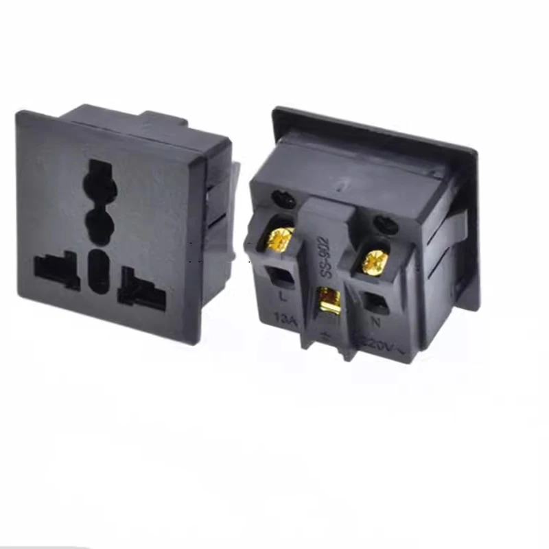 1pcs/lot SS-902 Card-type Embedded 13A 220V With Safety Door Protection Multi-functional Socket for Desktop AC Power Socket